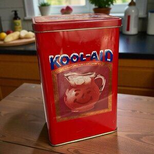 Vintage Kool-Aid Metal Tin Can Container Collectable Canister Empty